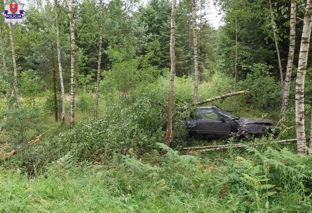 kierująca Audi uderzyła w drzewo w Majdanie Wielkim
