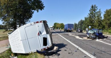 zderzene pięciu pojazdów w miejscowości Sławacinek Nowy