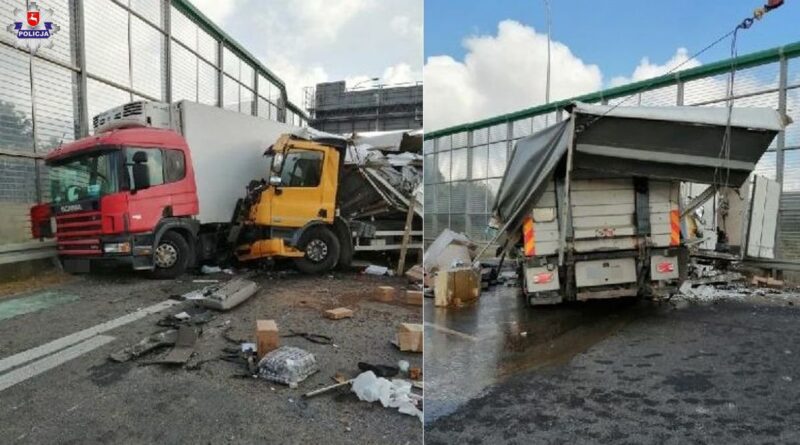 zderzenie ciężarówek obwodnica Lublina Ciecierzyn