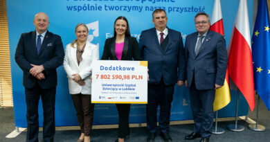 Uniwersytecki Szpital Dziecięcy w Lublinie otrzymał dodatkowe wsparcie w wysokości 7,8 mln zł