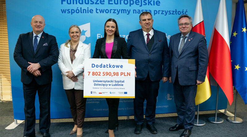 Uniwersytecki Szpital Dziecięcy w Lublinie otrzymał dodatkowe wsparcie w wysokości 7,8 mln zł