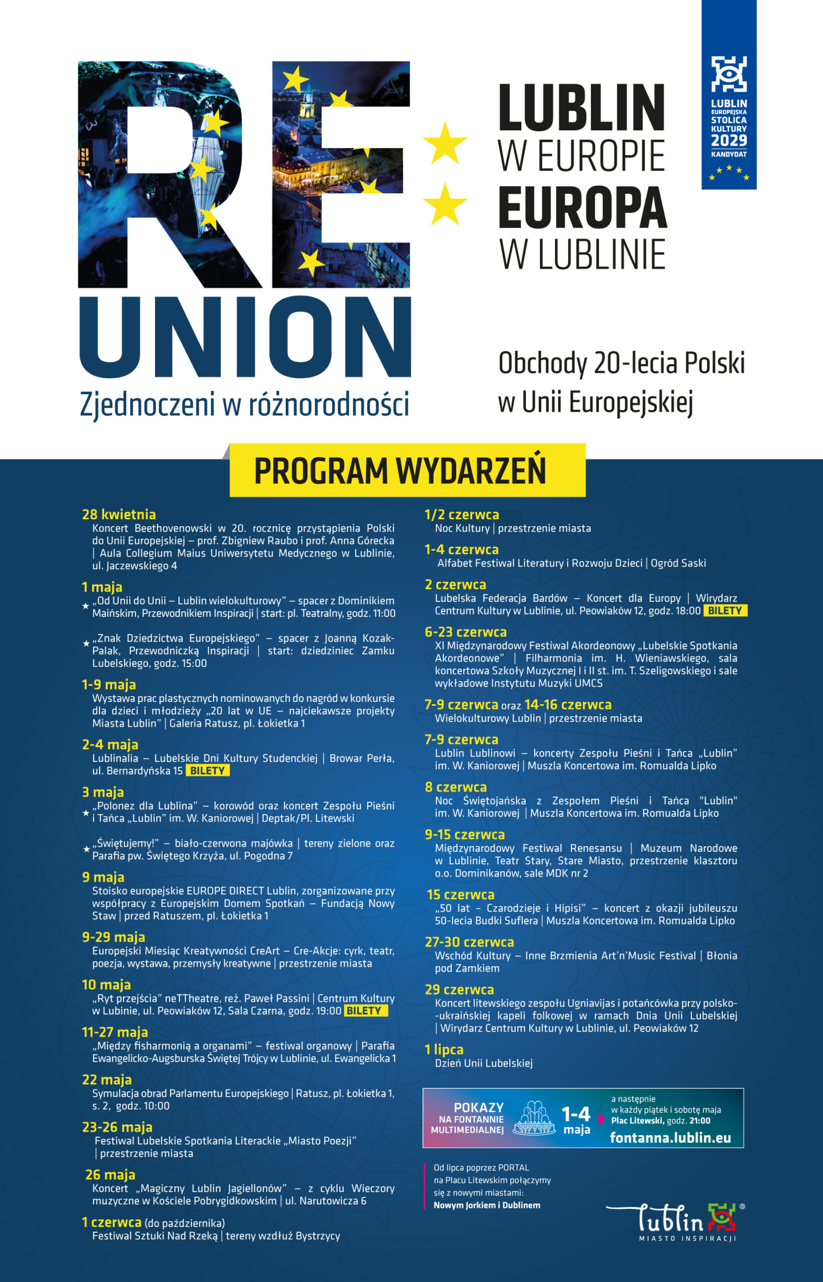 obchody 20-lecia Polski w Unii Europejskiej oraz 455-lecia Unii Lubelskiej