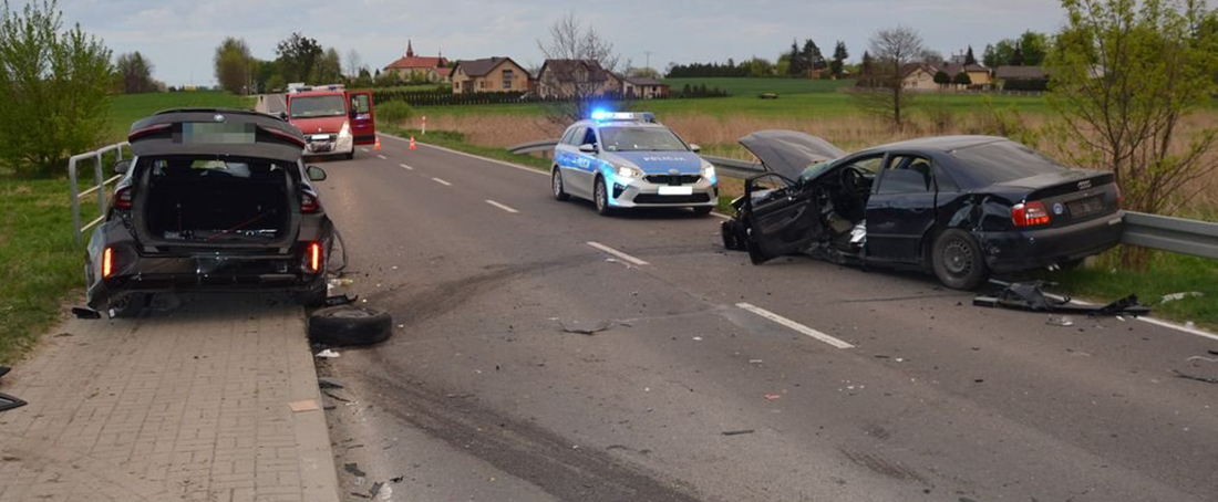 Lipsko. Wypadek z udziałem BMW i Audi. Cztery osoby poszkodowane