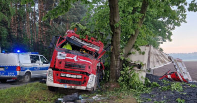 Wypadek ciężarówki w gminie Sosnowica. Przyczyną było zmęczenie kierowcy