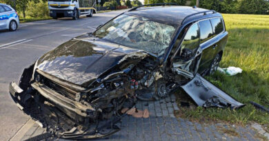 Gąsiory. Zjechał z drogi i uderzył w drzewo