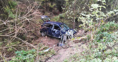 Volkswagen spadł ze skarpy. Poważnie ranna pasażerka trafiła do szpitala